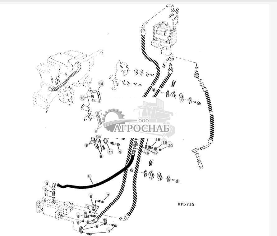 Hydrostatic Drive Oil Lines And Hoses, Lower (Sidehill Two Wheel Drive) ( 